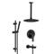 Matte Black Tub and Shower Faucet Set with Ceiling Rain Shower Head and Hand Shower